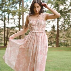 [En Saison] Gabby Pink Floral Midi Dress